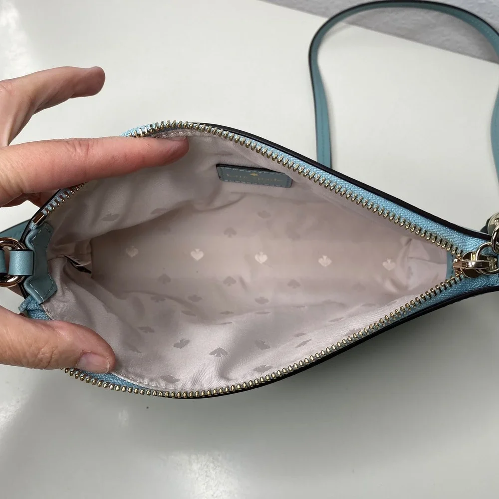 Kate Spade New York Ivy Street Amy Stone Blue Leather Tassel Crossbody Bag Purse